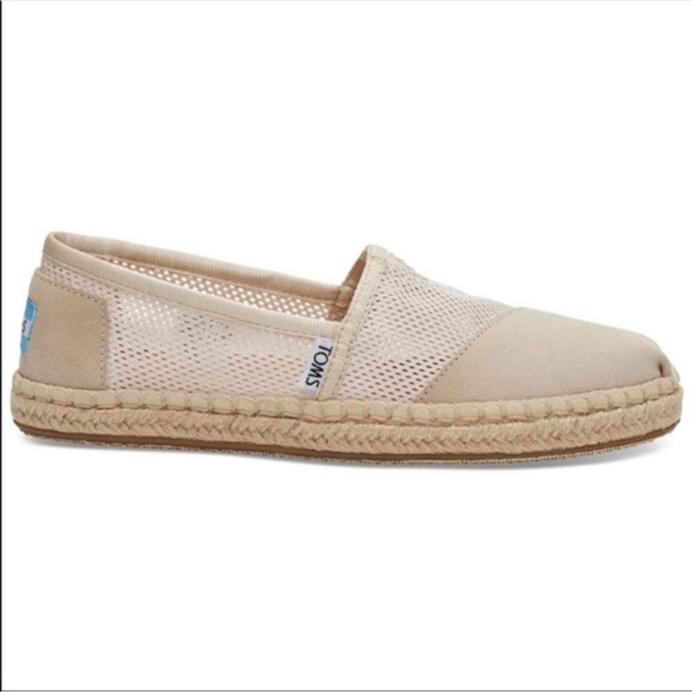 TOMS Classic Mesh Slip On Espadrille Flats Beige Womens 8.5‎ Casual